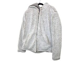 Thread+ Supply Sherpa Fleece Hoodie Jacket Soft Warm & Cozy Light Gray Size L